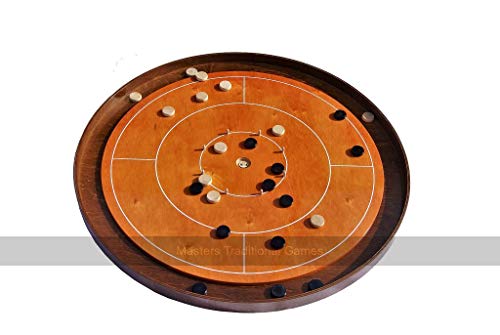 Masters Crokinole Tournament Board - Beech and Walnut (with Discs, Powder and Hanging Kit)