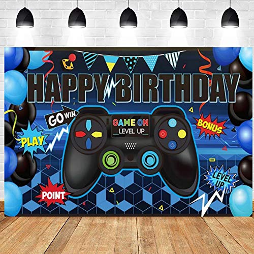 Materiales de Fiestas de Videojuegos Banner de Happy Birthday para Juegos Telón de Fondo de Fiesta de Cumpleaños, Signo de Juegos de Fondo de Bienvenida Pixelado Videojuego