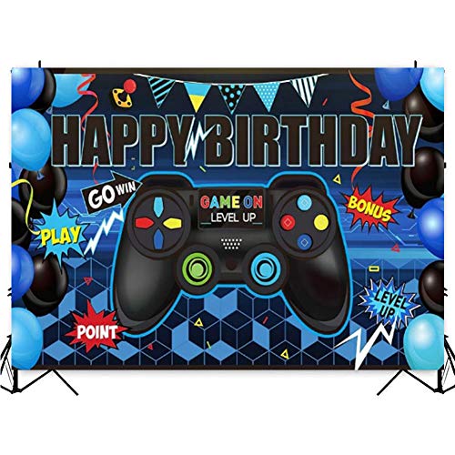 Materiales de Fiestas de Videojuegos Banner de Happy Birthday para Juegos Telón de Fondo de Fiesta de Cumpleaños, Signo de Juegos de Fondo de Bienvenida Pixelado Videojuego