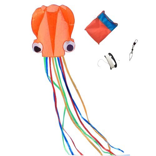 Mayco Bell Pulpo Cometa Nylon y poliéster Material - Juguete Perfecto Para Niños Juegos Al Aire Libre Actividades - Plegable Grande 71 x 400 cm | Extra de 100 Metros De Línea (Púrpura Y Naranja)