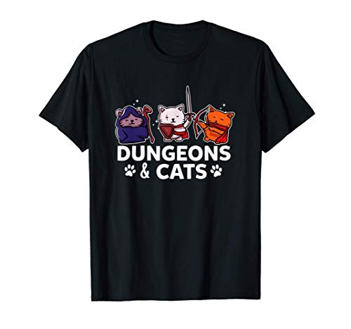 Mazmorras y gatos Gamer Cat Lover Gaming Juego de rol RPG Camiseta