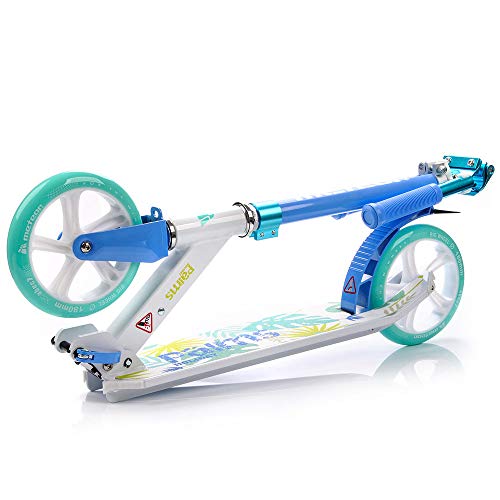 meteor Scooter Ruedas Grandes 180 mm Patinete para Niños y Adultos Muy Duradera hasta 90 kg - Pátinete de Aluminio Kick Scooter Plegable - Varios Diseños - Holiday (PALMS2)