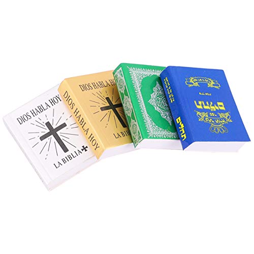 MILISTEN 4 Piezas Miniaturas de Casa de Muñecas Mini Libros en Miniatura Decoración de Dormitorio de La Biblia para Accesorios de Fotos Decoración de Casa de Muñecas (Blanco + Azul + Verde