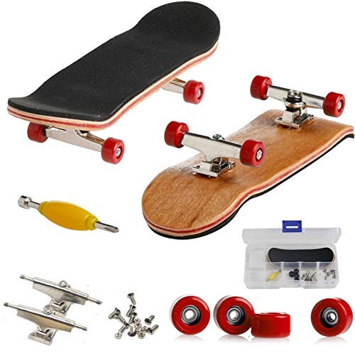 Mini Diapasón, Patineta de Dedos Profesional Maple Wood DIY Assembly Skate Boarding Toy Juegos de Deportes Regalo de Navidad Para Niños (Rojo)