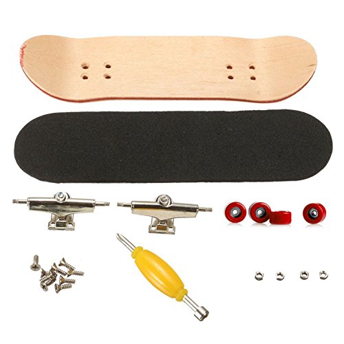 Mini Diapasón, Patineta de Dedos Profesional Maple Wood DIY Assembly Skate Boarding Toy Juegos de Deportes Regalo de Navidad Para Niños (Rojo)