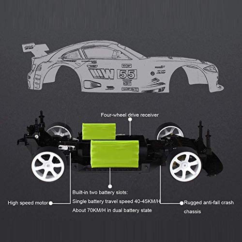 Modelo de coche grande 1/10 coche teledirigido 2.4Ghz eléctrico 4WD alta velocidad RC coche con faros LED 70 kilometros del coche de carreras / h camiones fuera de carretera Adecuado for todos los adu