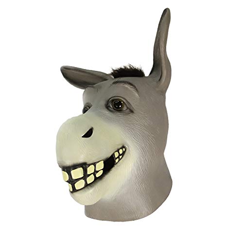 molezu Cabeza De Burro Máscara Gaucho Halloween Traje Látex Máscara Navidad Fiesta Decoraciones Adulto Accesorio del Traje Gracioso (Gris)