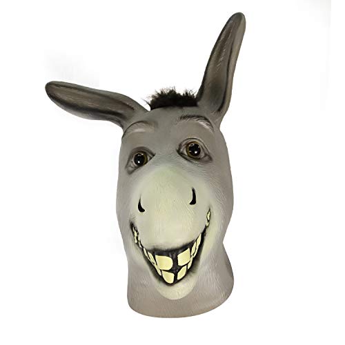 molezu Cabeza De Burro Máscara Gaucho Halloween Traje Látex Máscara Navidad Fiesta Decoraciones Adulto Accesorio del Traje Gracioso (Gris)