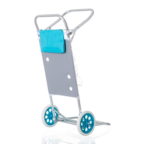 Monty- LOLAhome Carro portasillas Plegable Azul de Aluminio para Camping y Playa Nuevo y Mejorado, Color (Juinsa 12214)