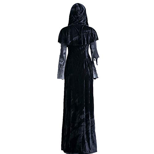 Much-Green Bruja Disfraz Vampiresa de Mujer Halloween,Vestido de Calavera Vampira para Disfraces Fiesta (Negro,XXL)