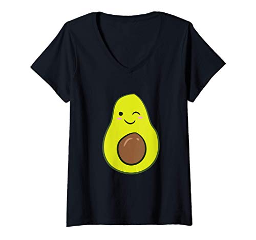 Mujer Lindo Aguacate Disfraz de Halloween Niños Aguacate Camiseta Cuello V