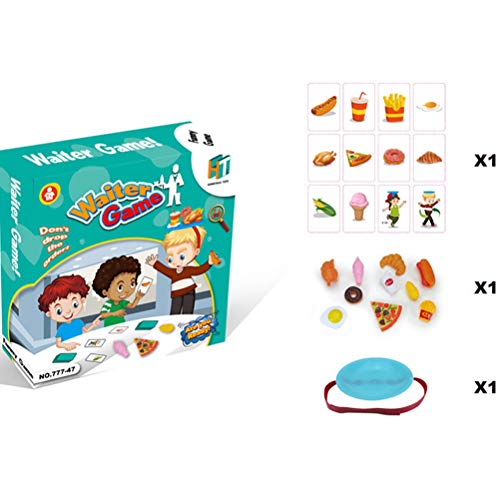 Mumaya Juego de Camarero de Escritorio, Juego de Cartas en inglés de adivinar Comida, Juego de Camarero de Mesa para niños, Juego de Cartas en inglés de Comida, Juguetes de Entretenimiento