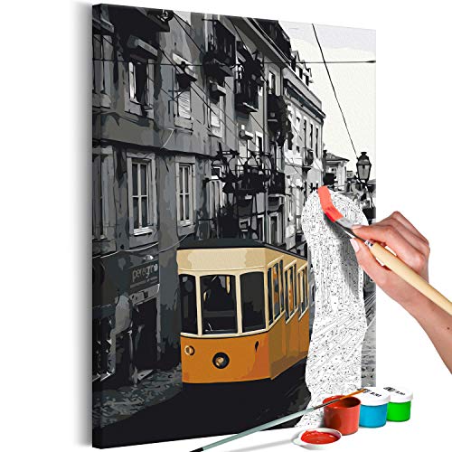 murando Pintura por Números Tranvia Ciudad 40x60 cm Cuadros de Colorear por Números Kit para Pintar en Lienzo con Marco DIY Bricolaje Adultos Niños Decoracion de Pared Regalos n-A-0889-d-a