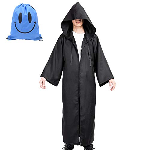 Myir JUN Capa con Capucha de Halloween para Hombre, Disfraz de Caballero para Adulto Carnaval Medieval Traje Ropa Cosplay (XXL, Negro)