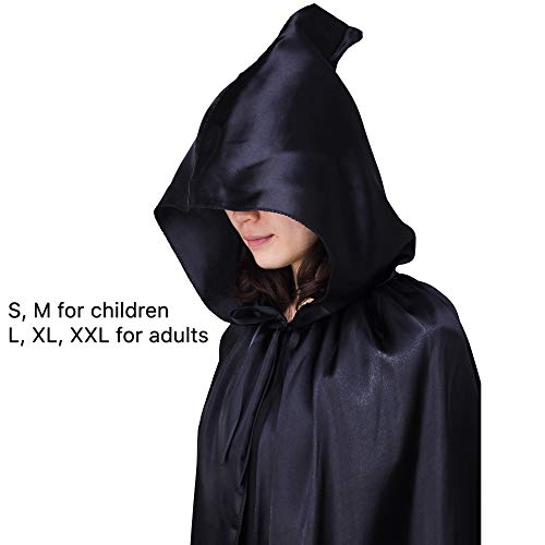 Myir Largo Capa con Capucha, Unisex Adulto Niños Disfraz de Halloween Fiesta Disfraces Vampiro Traje (XXL, Negro)