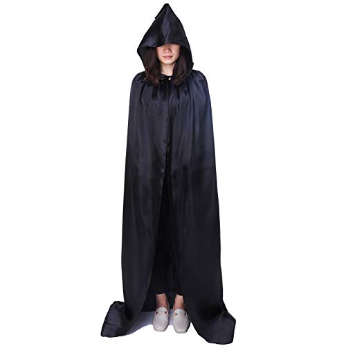 Myir Largo Capa con Capucha, Unisex Adulto Niños Disfraz de Halloween Fiesta Disfraces Vampiro Traje (XXL, Negro)