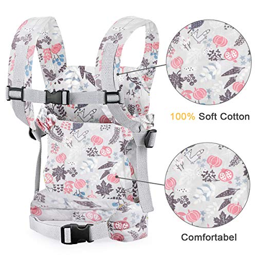 Nabance Muñeca Transporte Doll Carrier Trasera Algodón Sling para Niños de Hasta 18 Meses Zorro Gris