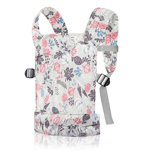 Nabance Muñeca Transporte Doll Carrier Trasera Algodón Sling para Niños de Hasta 18 Meses Zorro Gris