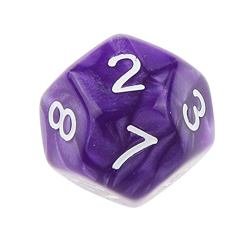 Naisicatar 10 Piezas de Juegos de rol de plástico Dados Conjunto de 12 Caras números Blancos Estilo TRPG acrílico Dados púrpura Juguete Interesante