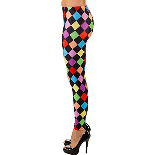 NET TOYS Pantalones ceñidos Coloridos  para  Dama con Rombos | En Talla S/M (ES 38 - 44) | Extravagante Pantalones para Mujer años 80 | Conveniente para Fiestas temáticas y  Fiestas de Trajes