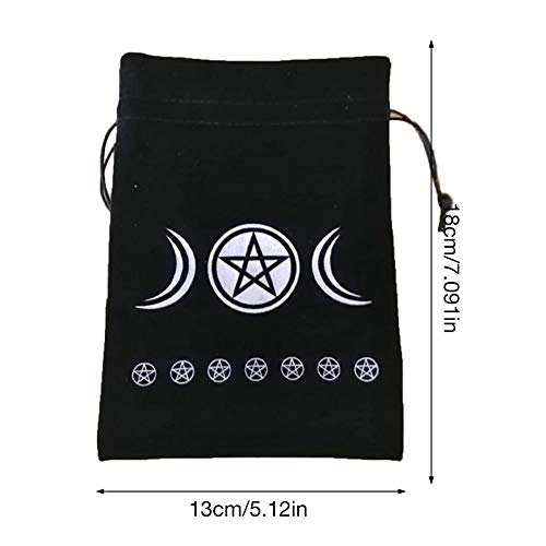 N/I Tarot de Terciopelo Grueso, Bolsa de Juego de Mesa de 13x18 cm, Paquete de patrón de Star Moon, Bolsas de Regalo de Terciopelo Suave Juego de Mesa de cordón Bordado