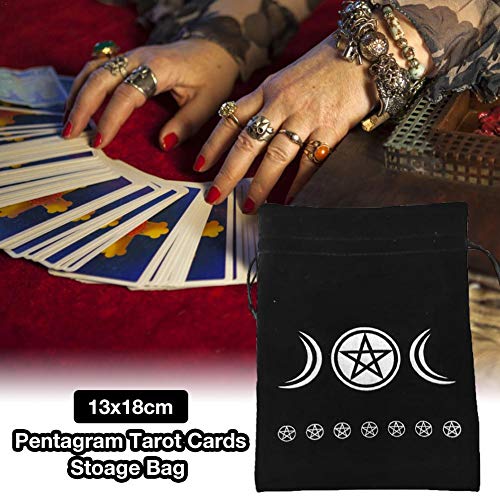 N/I Tarot de Terciopelo Grueso, Bolsa de Juego de Mesa de 13x18 cm, Paquete de patrón de Star Moon, Bolsas de Regalo de Terciopelo Suave Juego de Mesa de cordón Bordado