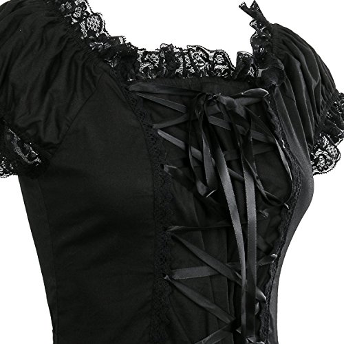 Nofonda Vestido Negro Gótico Clásico de Chicas Disfraz de Bruja Vampiro Falda Lolita Dulce Steampunk para Mujer Traje Tradicional para Fiestas (XL)