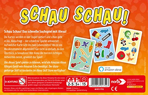 Noris Spiele Schau (Nur mit Amazon Mira el Juego de búsqueda rápido, Puede Jugar con un Dispositivo Equipado con Alexa, para 2 a 5 Jugadores a Partir de 5 años, Multicolor (608131752)