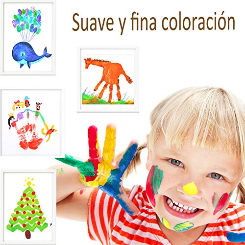 OCEANO 12 ×50MLI Botes Pintura de Dedos para niños, Pintura de Dedos，Lavable Pinturas para niños no tóxicas, de Color Natural y ecológico，Incluido: Cuatro Pinceles, una Paleta