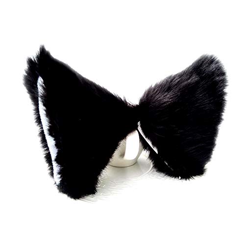 ONECHANCE Orejas de zorro cosplay oreja de gato diadema Catwoman disfraz de Halloween Carnaval (Blanco negro)