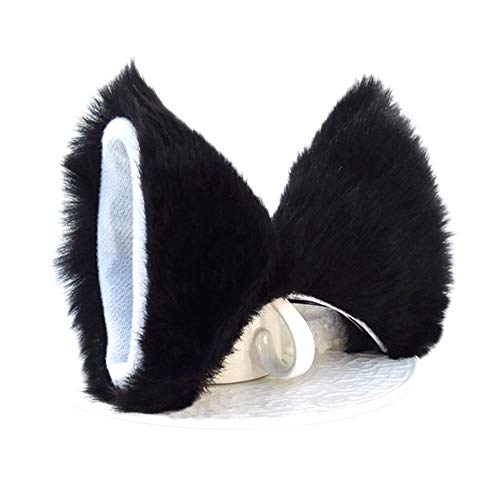 ONECHANCE Orejas de zorro cosplay oreja de gato diadema Catwoman disfraz de Halloween Carnaval (Blanco negro)