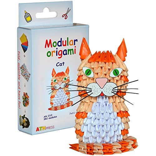 Origami Modular, Juego de 382 Piezas de Papel, Gato pequeño, Multicolor