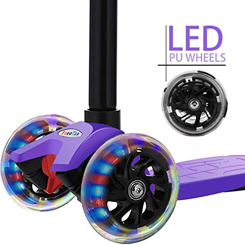 OUTCAMER Patinete Niño 3 a 12 Años Patinete 3 Ruedas con Led Luces Manillar Altura Ajustable 68-86cm para Niños y Niña Juegos Deportivos Scooter con Freno Posterior Monopatin Tres Ruedas Máxima 50 KG