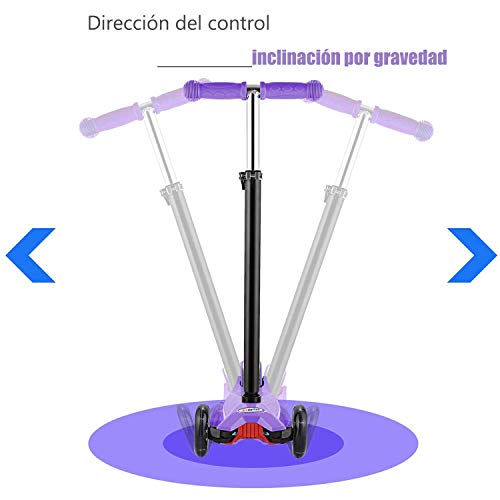 OUTCAMER Patinete Niño 3 a 12 Años Patinete 3 Ruedas con Led Luces Manillar Altura Ajustable 68-86cm para Niños y Niña Juegos Deportivos Scooter con Freno Posterior Monopatin Tres Ruedas Máxima 50 KG