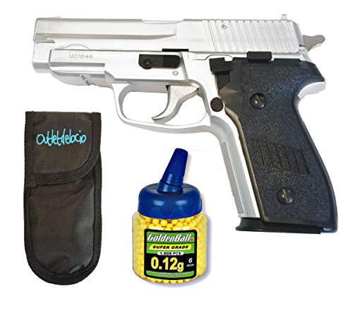 Outletdelocio. Pistola airsoft HA109 metálica. Calibre 6mm. + Funda Portabalines + Biberon 1000 bolas. 62778/21993/23054