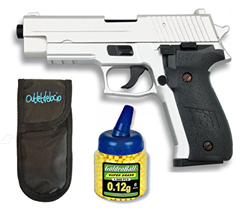 Pack Pistola airsoft Cyma metálica. Calibre 6mm. + 1000 Bolas + Funda Portabolas. 50489/21993/23054