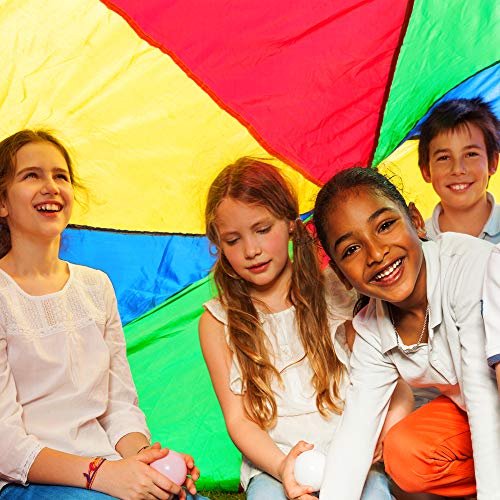 Paracaídas Infantil Grande Arcoiris 12 Pies 12 Asas, Horas De Diversión Y Entretenimiento Para Niños Y Infantil Pequeños, Juguetes De Interior Manta De Picnic Al Aire Libre, Juego De Fiesta