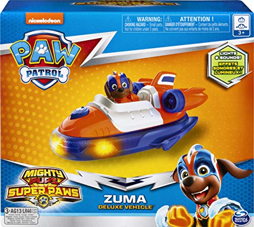 PAW PATROL Mighty Pups | Vehículos con Luz, Sonido y Figura de Juego | Patrulla Canina, Figura:Zuma