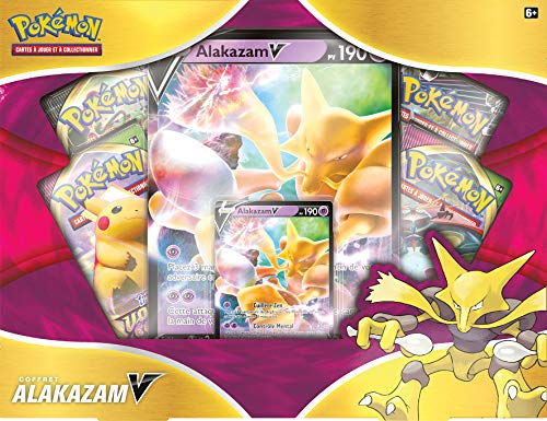 Pokémon - Estuche Alakazam 4 Boosters - Juego de Cartas coleccionables