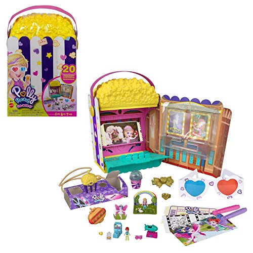 Polly Pocket Cofre con forma de cubo de palomitas, incluye 20 sorpresas, juguete para regalo +4 años (Mattel GVC96)