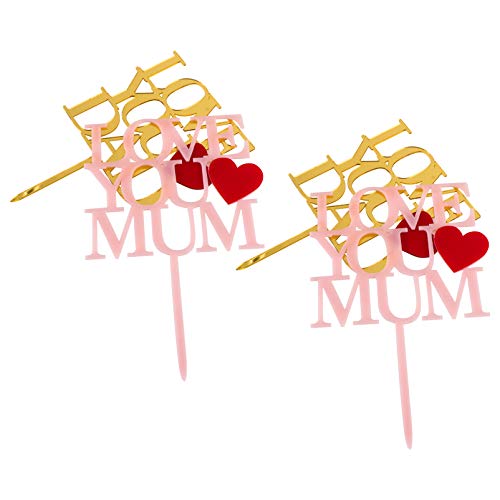 PRETYZOOM 4Pcs Día de La Madre Cupcake Toppers Love You Dad Love You Mum Cake Topper Picks Mujeres Hombres Día del Padre Fiesta Decoraciones para Pasteles Suministros