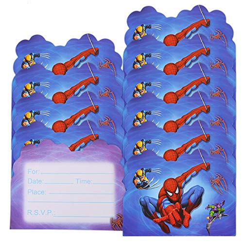 Qemsele Invitaciones para Niños, 30 Inglés Tarjetas de Invitación con Sobres para infantile Chicas Fiesta de Cumpleaños Baby Shower Decoraciones Suministros de Fiesta (Spiderman)