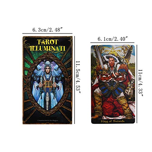 QIANGU Tarot, Tarot Illuminati Kit 78 Cartas Deck Adivinación Destino Fiesta Familiar Juego de Mesa Juguete