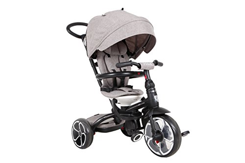 QPLAY Triciclo evolutivo Plegable Prime - Gris - De 10 a 36 Meses - Soporta hasta 25 Kg