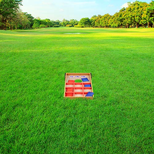 Relaxdays Juegos de Habilidad 2 en 1 Cornhole y Tic TAC Toe, Madera-Tela-Arena, Multicolor, 4 x 29,5 x 51 cm, (10022795)