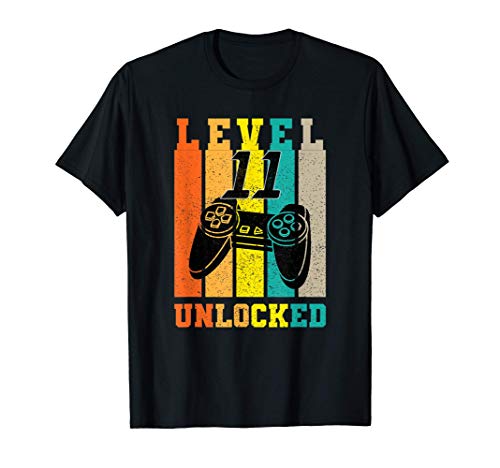 Retro Level 11 Unlocked Birthday Gaming Legend Game Paused Camiseta