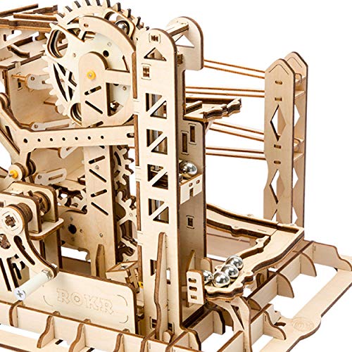 Robotime Mármol Montaña Rusa Mecánica 3D Puzzle Game Woodcraft Kit de Construcción de Artesanía para Adultos Conjunto de Puzzle Presente (Posavasos)