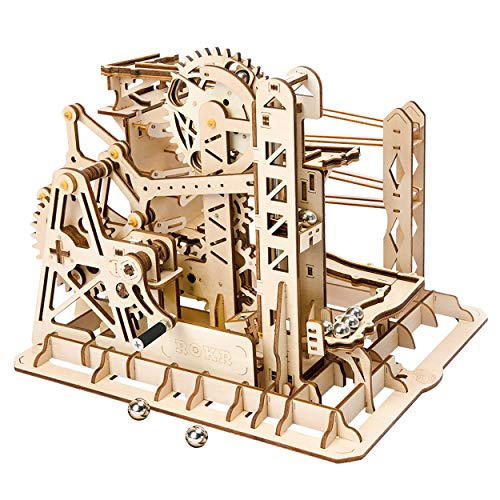 Robotime Mármol Montaña Rusa Mecánica 3D Puzzle Game Woodcraft Kit de Construcción de Artesanía para Adultos Conjunto de Puzzle Presente (Posavasos)