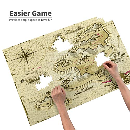 Rompecabezas de 1000 Piezas,Rompecabezas de imágenes,Pirata,mapa dibujado a mano de Treasure Island Sea Adventure Juguetes puzzle for Adultos niños Interesante Juego Juguete Decoración Para El Hogar