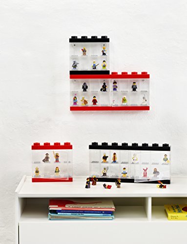 Room Copenhagen-Caja expositora para 16 Minifiguras de Lego, Contenedor apilable para Pared o Escritorio, roja, Color Rojo, Grande 40660001